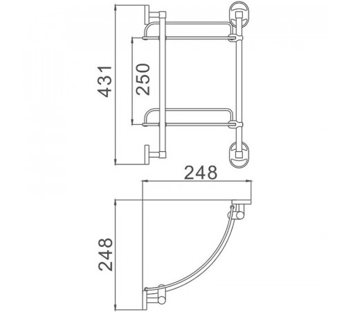 Стеклянная полка Haiba HB1907-2 угловая Хром