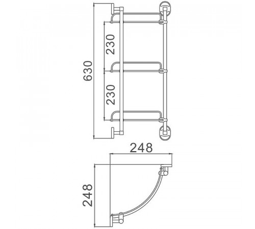 Стеклянная полка Haiba HB1907-3 угловая Хром