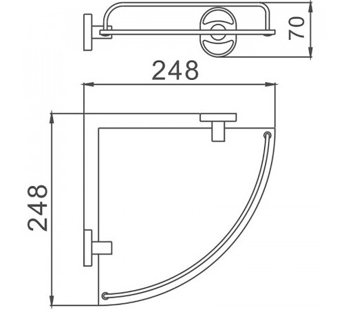 Стеклянная полка Haiba HB1921-1 угловая Хром