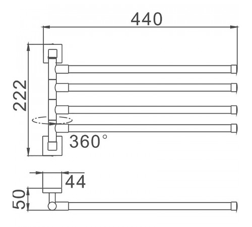 Полотенцедержатель Haiba HB8614 поворотный Хром