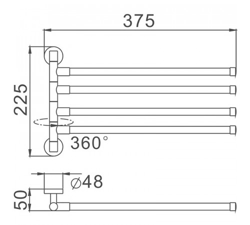 Полотенцедержатель Haiba HB8714 поворотный Черный