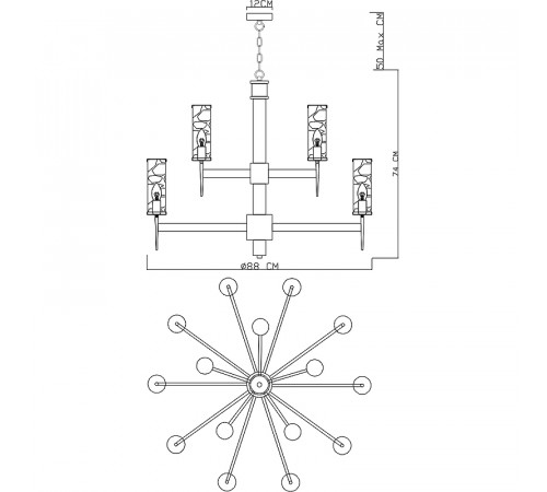 Люстра Divinare Sham 4505/17 LM-15 Прозрачная Латунь