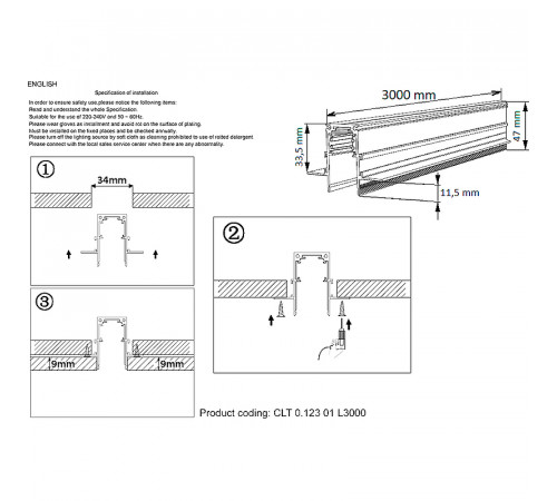 Шинопровод Crystal Lux Space CLT 0.123 01 L3000 BL Черный