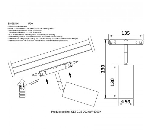 Трековый светильник Crystal Lux Space CLT 0.33 003 12W BL 4000K Черный