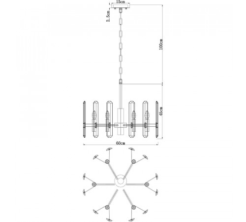 Люстра Divinare Tenerife 7136/18 LM-6 Прозрачная Бронза