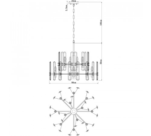 Люстра Divinare Tenerife 7136/18 LM-12 Прозрачная Бронза