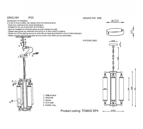 Люстра Crystal Lux Tomas SP4 Brass Прозрачная Латунь