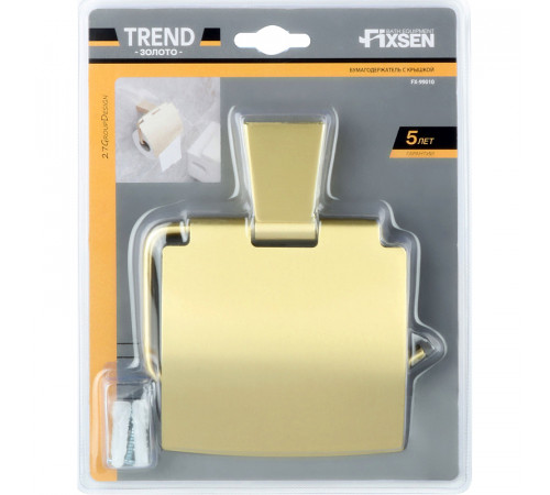 Держатель туалетной бумаги Fixsen Trend Gold FX-99010 с крышкой Матовое золото