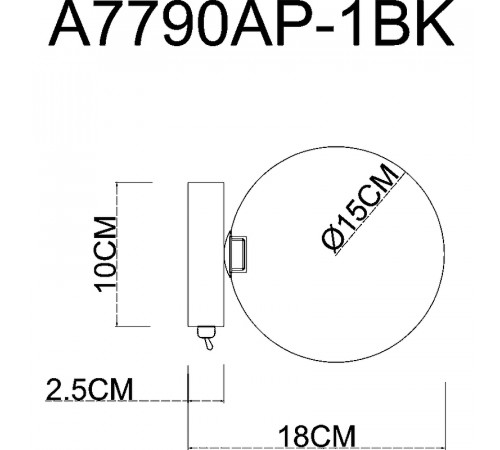 Настенный светильник Artelamp Vincent A7790AP-1BK Прозрачный Черный