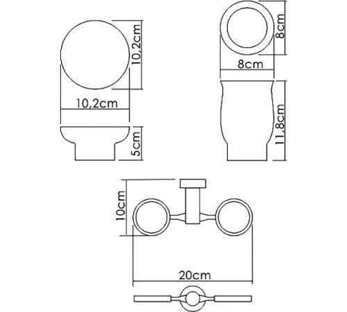 Стакан для зубных щеток с мыльницей WasserKRAFT K-24126 Хром