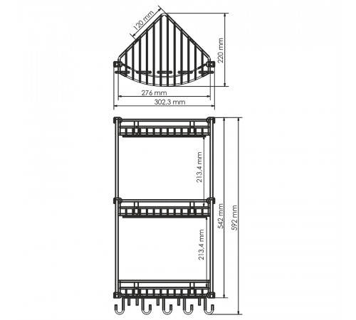 Полка корзина WasserKRAFT K-1233 угловая Хром