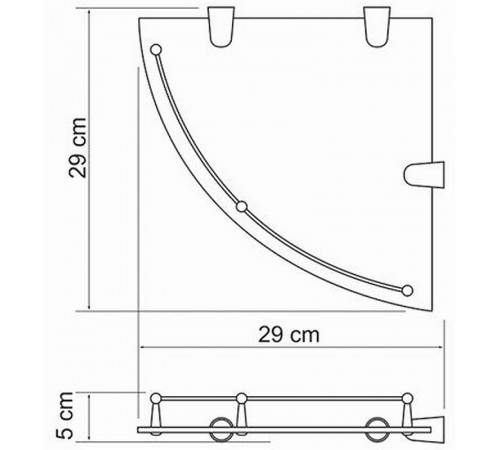 Стеклянная полка WasserKRAFT K-544 угловая Хром