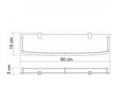 Стеклянная полка WasserKRAFT K-555 Хром