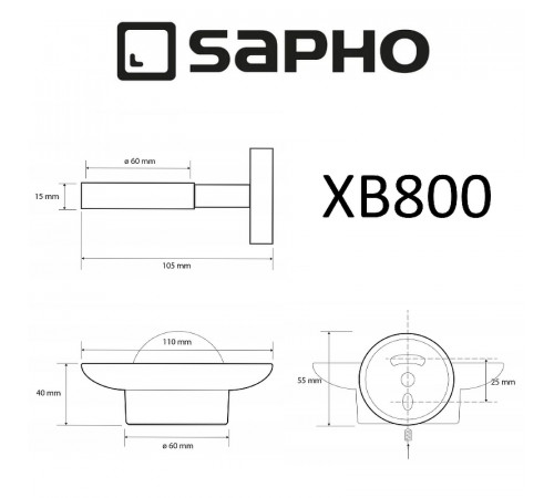 Мыльница Sapho X-round black XB800 Черный