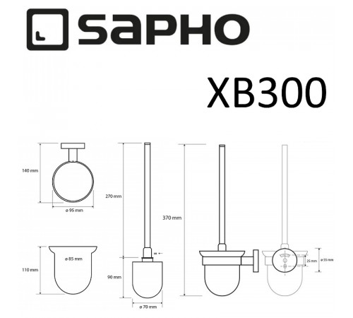 Ершик для унитаза Sapho X-round black XB300 Черный