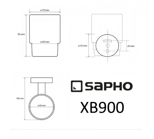 Стакан для зубных щеток Sapho X-round black XB900 Черный