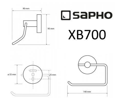 Держатель туалетной бумаги Sapho X-round black XB700 Черный