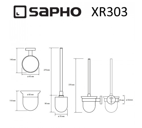 Ершик для унитаза Sapho X-round XR303 Хром