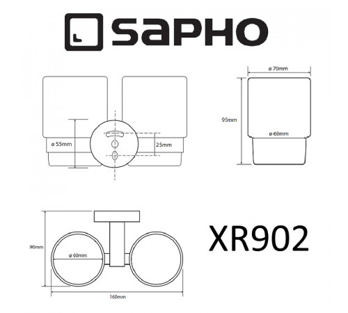 Стакан для зубных щеток Sapho X-round XR902 двойной Хром