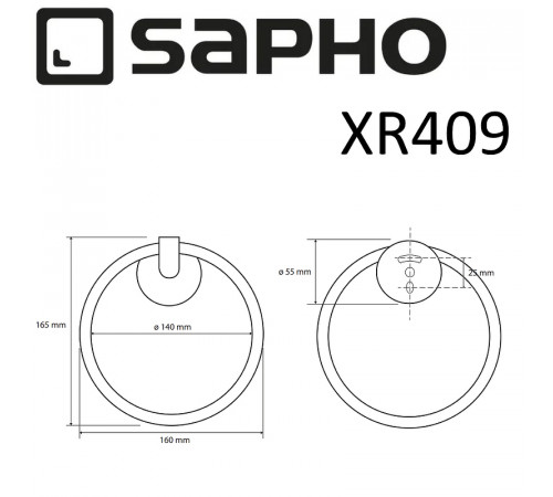 Кольцо для полотенец Sapho X-round XR409 Хром