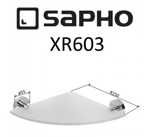 Стеклянная полка Sapho X-round XR603 угловая Хром