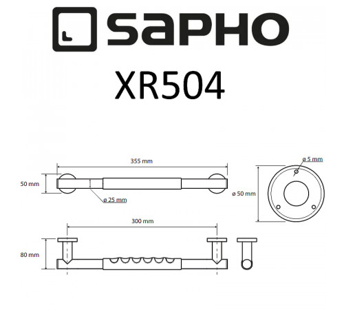 Поручень для ванной Sapho X-round XR504 Хром