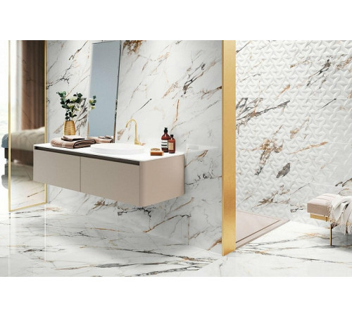 Керамическая плитка Porcelanite Dos 1219 Rectificado Calacata Gold Rel. WAVE настенная 40х120 см