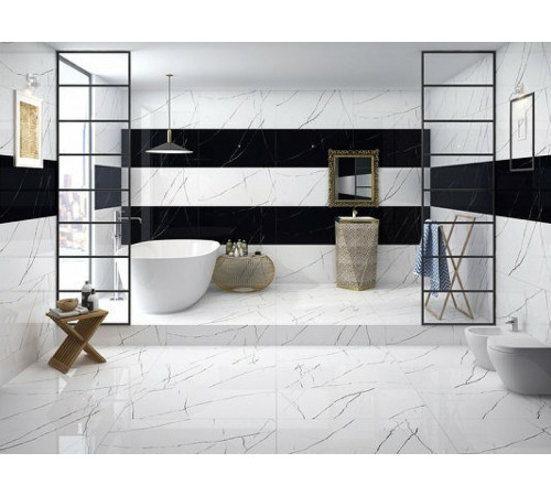 Керамогранит Asia Pacific Nero marquina white high gloss polished 60х60 см