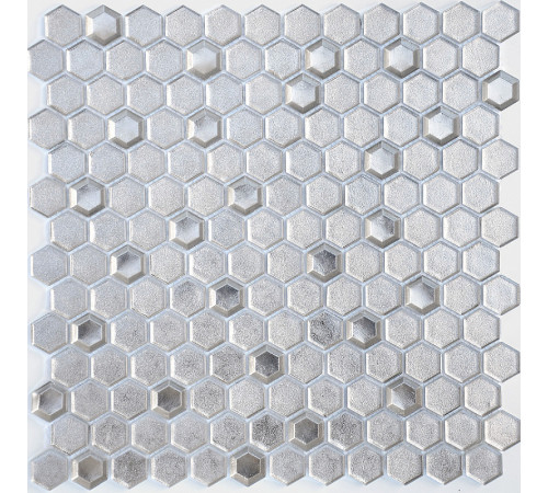 Стеклянная мозаика Caramelle mosaic Alchimia Argento grani hexagon 30x30 см