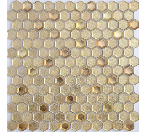 Стеклянная мозаика Caramelle mosaic Alchimia Aureo grani hexagon 30x30 см