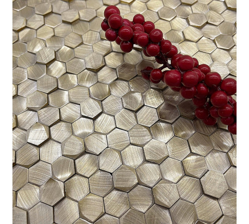 Стеклянная мозаика Caramelle mosaic Alchimia Aluminium 3D Hexagon Gold 29,7x30,6 см