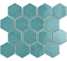 Керамическая плитка Amadis Art Deco Glossy on Mesh Aqua Marine (7,9x9,1-16pz) настенная 28х32 см