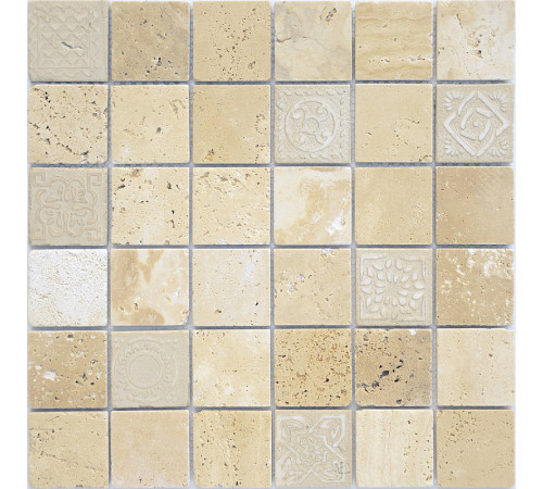 Мозаика Caramelle mosaic Art Stone Art Travertino beige MAT 30x30 см