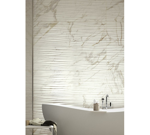 Керамическая плитка Marazzi Ragno Bistrot Calacatta Michelangelo Struttura Dune 3D rett. R4UM настенная 40х120 см