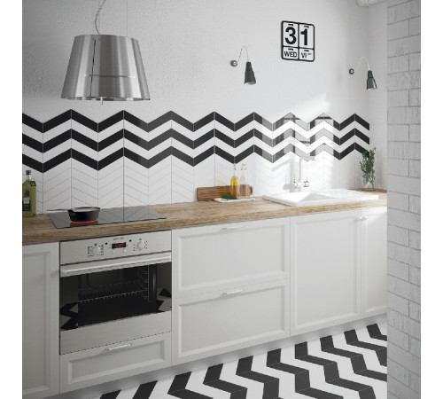 Керамическая плитка Equipe Chevron Wall White Left 23344 настенная 5,2x18,6 см