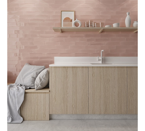 Керамическая плитка DNA Tiles Eclat Pink 126138 настенная 7,5х30 см