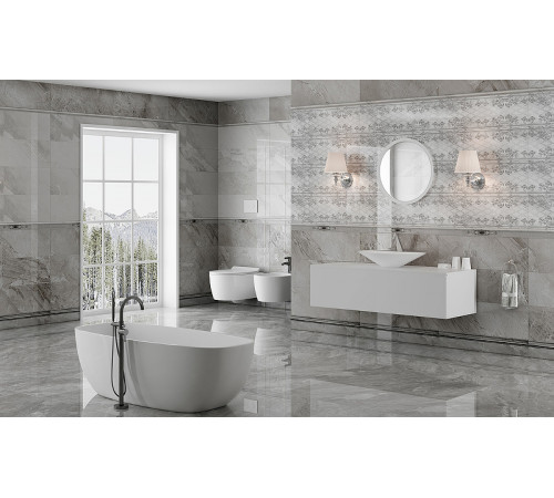 Керамическая плитка Eurotile Eclipse Grey Light 624 ECP1GY настенная 29,5х89,5 см