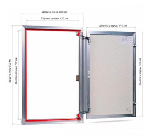 Ревизионный люк Практика Euroformat-R ЕТР 50x80 распашной