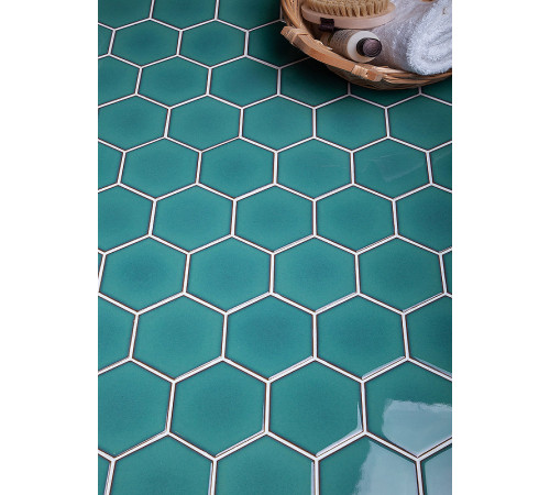 Керамическая мозаика StarMosaic Hexagon big Green Glossy JJFQ80071 25,6x29,5 см