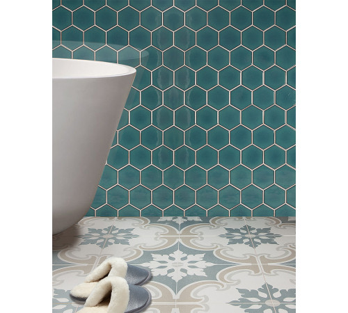 Керамическая мозаика StarMosaic Hexagon big Green Glossy JJFQ80071 25,6x29,5 см