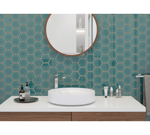 Керамическая мозаика StarMosaic Hexagon big Green Glossy JJFQ80071 25,6x29,5 см