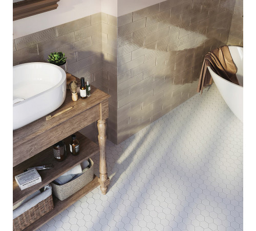 Керамическая мозаика StarMosaic Hexagon small White Matt MT31000/LJ5108/IDL1005 26,5x27,8 см