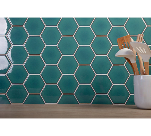 Керамическая мозаика StarMosaic Hexagon big Green Glossy JJFQ80071 25,6x29,5 см