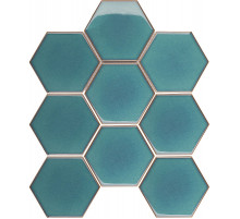 Керамическая мозаика StarMosaic Hexagon big Green Glossy JJFQ80071 25,6x29,5 см