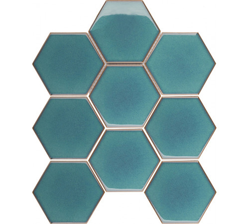 Керамическая мозаика StarMosaic Hexagon big Green Glossy JJFQ80071 25,6x29,5 см