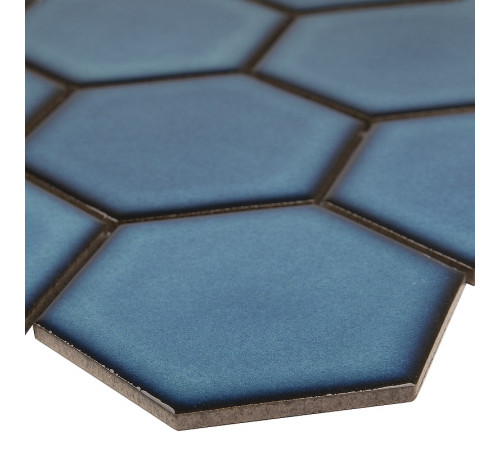 Керамическая мозаика StarMosaic Hexagon big Deep Blue Glossy JJFQ80048 25,6x29,5 см