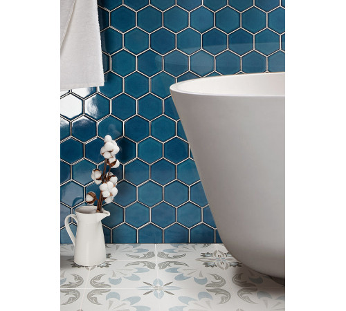 Керамическая мозаика StarMosaic Hexagon big Deep Blue Glossy JJFQ80048 25,6x29,5 см