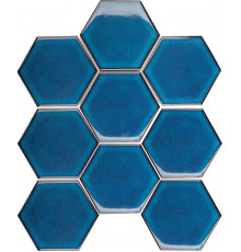 Керамическая мозаика StarMosaic Hexagon big Deep Blue Glossy JJFQ80048 25,6x29,5 см