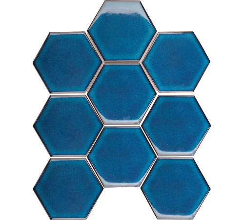 Керамическая мозаика StarMosaic Hexagon big Deep Blue Glossy JJFQ80048 25,6x29,5 см