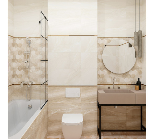 Керамическая плитка Eurotile (Rus) Istambul Beige Decor  настенная 30х60 см